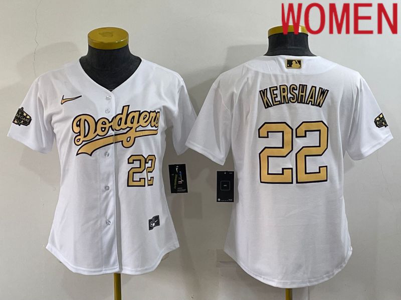 Women Los Angeles Dodgers #22 Kershaw White 2022 All Star Game Nike MLB Jersey